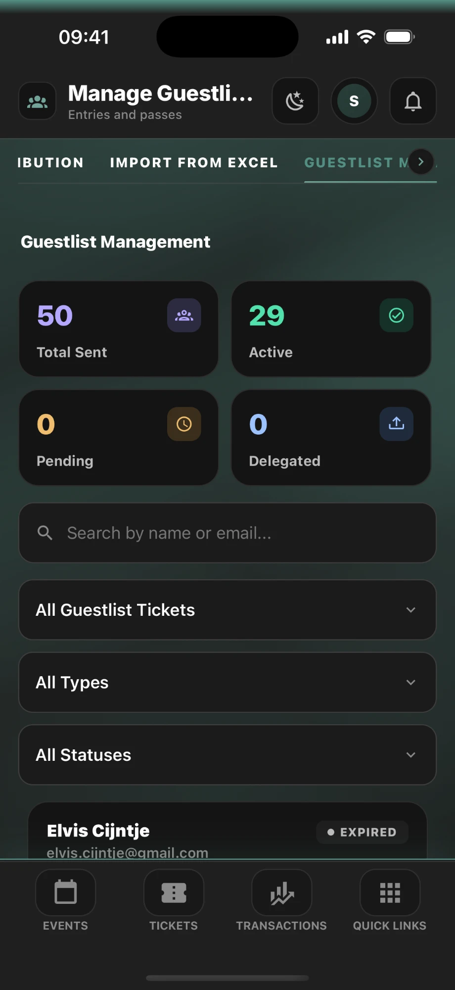 Manage Guestlist